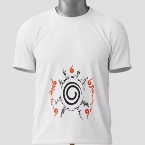 T-shirt Naruto Blanc - Logo Uzumaki subtil - Coton 100% respirant